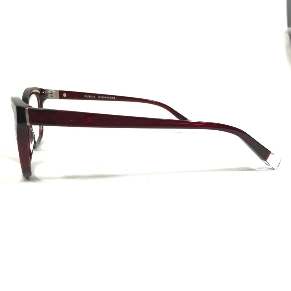 Public Eyeworks Eyeglasses Frames AUBURN-C03 Burgundy Red Cat Eye 53-15-140